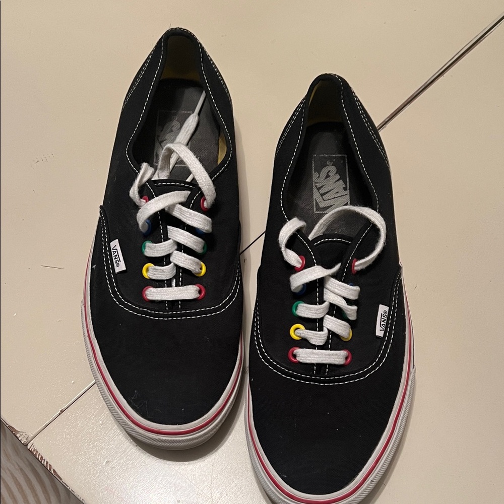 Vans Black Sneakers with Multicolor Eyelets